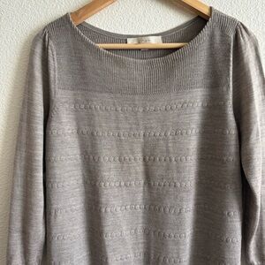 LOFT wool blend dobby woven 3/4 sleeves pullover Sweater